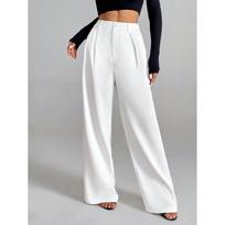 Women's High Rise Wide Leg Pants Loose Fit American Trend Drapey Straight Leg Pocket Polyester Casual Long Trousers S balta