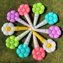 Jiayan Flower Handheld Balloon Stick, Children's Autumn Sports Day Birthday Scene Decoration Outdoor Photo Props, 5 Pieces