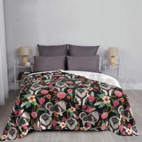 Keeshond Dogs Floral Pattern-Vintage Florals , Doggo , Keeshond Blanket Fashion Custom 1208 Keeshond Dogs Size: 75*100cm, Weight: 230 GSM