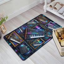 Synthwave Keyboard Compilation Pattern Rug Floor Mat for Living Room or Bedroom Soft and Comfortable Carpet a Gift for Birthday and Holiday. 40x60cm( 15x23in )