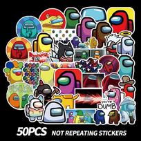 50pcs Among Game Us Stickers Waterproof Pvc Luggage Laptop Mug Bikes Diy Decals white