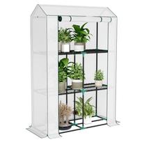 40 x 100cm Three Shelf Steel Frame Greenhouse - White 100 x 40 x 150 cm