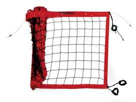 Professional PVC volleyball net, red perimeter, side stiffening, dimensions 9.5x1m [steel rope 11.7m]