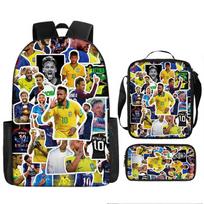 Skaitmeninė spauda Futbolo žvaigždė Messi Aplinkos Mokyklinė kuprinė Animacija Komiksų Kuprinė Trys dalys Rinkinys Backpack