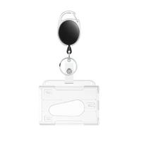 Transparent ID Tag Badge Holder with Badge Reel 2 Cards Storage Organizer  Office Worker Horizontal