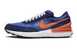 Nike Waffle One Cushioning Slip Resistant Abrasion Resistant Low top Casual Shoes GS Blue Orange DC0481-402 35.5