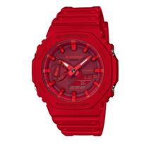 Casio G-Shock GA-2100-4ADR Analog Quartz Red Resin Mens Watch Blue Casual