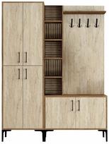 Prieškambario baldų komplektas Kalune Design Viyana Da, vidaus, riešuto sp./travertine sp.