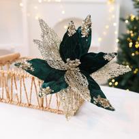 Christmas Flower Cuttings DIY Christmas Scene Layout Props Sequin Flower Arrangement Christmas Tree Decoration Simulation Flowers One Size žalia