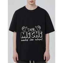 Black T-Shirt with Der Michi Macht Das Schon Text and Hand Signs Print for Casual Wear S juoda