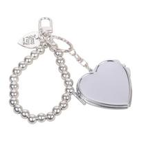 Heart Mirror Keychain Retro Portable Cosmetic Accessory Sturdy Metal Beaded Chain For Women Girls Everyday Carry sidabras