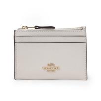 Coach Mini Id Skinny Fashion Solid Color Brand Logo Leather Card Holder Key Pouch Women accessories White 88250-IMCHK Basic Set (Bag+Dust Bag)