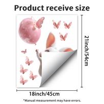 Rabbit Butterfly Pink Balloon Wall Sticker Self-Adhesive No Glue Residue Kids Room Bedroom Home Decor Art 45x54cm
