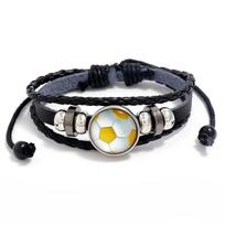 World Cup & European Championship Football Fan Woven Leather Bracelet Souvenir gray