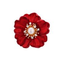 Mother Day Brooch Red Flower Design Brooch with Imitation Pearl Rhinestones Inlaid Weddings Parties Daily Flower