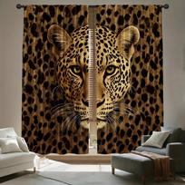Creative Leopard Print Curtains, Pole Bag Curtains, Bedroom And Living Room, Home Decoration, Room Decoration W60H190(CM)-1 Pcs