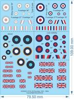 UK Roundels_1939 - 1960s - 1/24 1/32 1/48 1/72 1/144 - Water Decal - Waterslide, 1/24