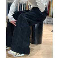 Women's High Waist Wide Leg Jeans Plus Size Regular Thickness Solid Black Loose Korean Casual Straight Leg Denim Trousers S