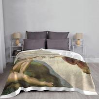 Blanket The Creation Of Adam Gifts-Michelangelo Classical Masterpiece Painting Gift Ideas For Art Lovers Of Classic Size: 75*100cm, Weight: 230 GSM