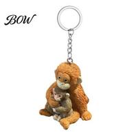 Cute Monkey Ornament 3D Punch Keychain, Protect The Hanging Ornament, Environmentally Friendly Resin Craft And Orangutan Keyring for Backpack A