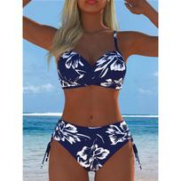 European and American Print Split Two-piece Swimsuit Bikini Flower Series Sexy Beach S