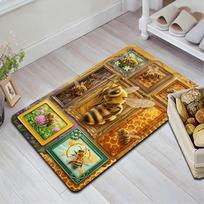 Bee Art Frames Honeycomb Pattern Rug Floor Mat for Living Room or Bedroom Soft and Comfortable Carpet a Gift for Birthday and Holiday. 40x60cm( 15x23in )