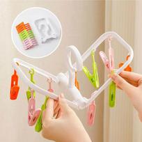 Multi Clip Foldable Clothes Drying Hanger Odor Free Lightweight Laundry Rack for Socks Home Camping Use one size