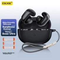 Bose Ultra Case, Bluetooth Earphone Silicone Storage Box, Liquid Silicone Soft Shell, Full Protection, Shockproof, Ultra-Thin, Classic Black + Lanyard
