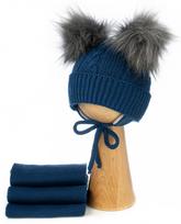 Proman hat with 2 fur pompoms, size: 0-4 mc