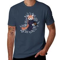 Red Panda Drinking Coffee Cute Panda Green Botanicals TShirt Soft Durable Cotton TShirt S