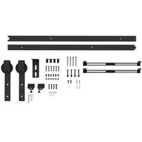 Sliding Door Kit, Quiet & Smooth-Running, for Wood & Cement Walls, 183cm, Steel, Black 183 x 0.5 x 4 cm