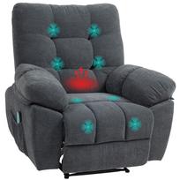 Recliner Chair, Massage Upholstered Chair with 8 Vibration Points, Adjustable Footrest, Side Pocket, Armchair, Grey 102 x 100 x 107 cm