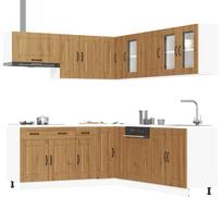 Kitchen Cabinet Set, Squid, 11-Piece, Artisan Oak