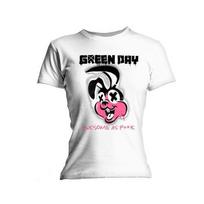 New Green Day Ladies Slim Fit T-Shirt: Road Kill (Skinny Fit) OFFICIAL white S