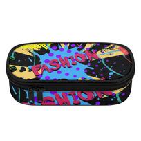 Pencil Pouch 300D Polyester Printed Zip Around Closure with Main Compartment Mesh Pocket and Pen Slots for Classroom Use One Size