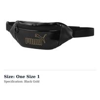 PUMA Artificial Leather Sling Bag, Fanny Pack Regular Womens Black Gold 078710-01 One Size 1