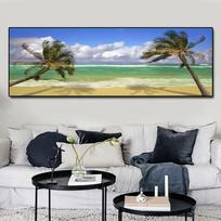 Peizažas Saulėlydis Paplūdimys Debesis Jūros peizažas Drobė Tapyba Tropics Palm Tree Coast Plakatai ir spaudiniai Sienų menas Namų dekoras Be rėmelio 20cm×40cm NoFrame