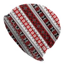 Ukrainietiškas siuvinėjimas Ryškus Vyshyvanka Antblauzdžiai Beanie Žieminiai Skullies Beanies Kepurė suaugusiems Ukraina Etninis Mezgimas Kapoto kepurė Skullies Beanie Hat