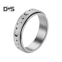 Moterys Vyrai Ring Moon Star Fidget Spinner Žiedas nuo streso nerūdijančio plieno Poros Besisukantis žiedas Papuošalai Dovana US 6
