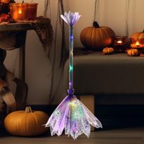 Helovino LED raganos šluotos kostiumo aksesuaras 65 cm ilgio namų dekoras rankdarbių šluotos koteliai Purple and Black