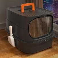 Cat litter box fully semi enclosed toilet low entrance splash proof portable litter box with lid cat litter box closed cattoilet