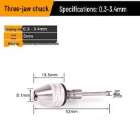 Hex Shank Drill Bit with Three-Jaw Chuck & Round Shank Extension for Electric Drill Grinder.
