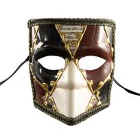 Men's Venetian Styles Full Face Mask Phantom Designs Lace Trim Eyemask with Ribbon Strap for Masquerade and Carnivals
