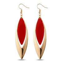 Luxurious Red And Gold Mosaic Long Hollow Leaf Earrings for Women Party Dinner Wedding Dangle Earrings Women's Jewelry Red