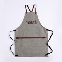 Thick Stain-Proof Canvas Apron for Gardening, Catering, BBQ, Barber, Woodworking - Custom Logo Available šviesiai pilka spalva