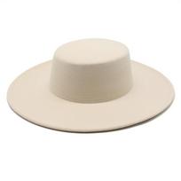 Flatcap New French Elegant Flat-top Cap Dame Hat Retro Wide Brim Felt Hat Women 56-58cm