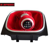 5 6 pavarų perjungimo rankenėlė VW Golf 5 Golf 6 MK5 MK6 R32 GTI 2004-2009 automobiliui, su odiniu gaubtu 5 Speed-Red black