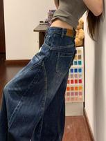 Women's High Rise Wide Leg Jeans Loose Fit Korean Retro Washed Denim Pants Street Trendy Fall Casual Bottoms S