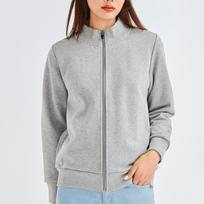Women's Mock Neck Zip Up Jacket Loose Fit Solid Polyester Long Sleeve Casual Windproof Short Track Jacket M