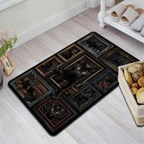 Black Cat Collage Pattern Rug Floor Mat for Living Room or Bedroom Soft and Comfortable Carpet a Gift for Birthday and Holiday. 40x60cm( 15x23in )